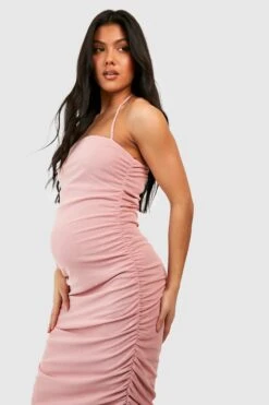 Maternité - Robe De Grossesse Froncée En Mesh -BOOHO Kleidung Magasin gzz52413 blush xl 3