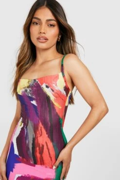 Robe Mi-longue Plissée à Imprimé Abstrait -BOOHO Kleidung Magasin gzz52571 multi xl 3