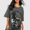 BOOHOO Petite - Robe T-shirt Oversize à Slogan Moto -BOOHO Kleidung Magasin gzz52651 charcoal xl