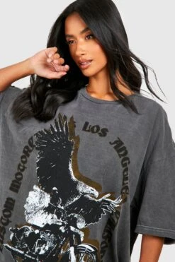 BOOHOO Petite - Robe T-shirt Oversize à Slogan Moto -BOOHO Kleidung Magasin gzz52651 charcoal xl 3