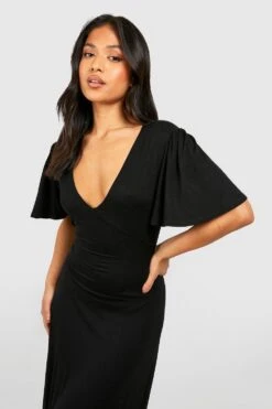 Petite - Robe Longue à Manches Larges Et Col V -BOOHO Kleidung Magasin gzz52653 black xl 3