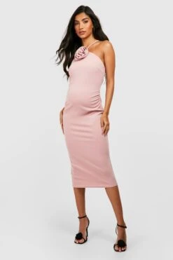 Maternité - Robe De Grossesse Mi-longue Dos Nu à Fleur 3D -BOOHO Kleidung Magasin gzz52892 blush xl 2