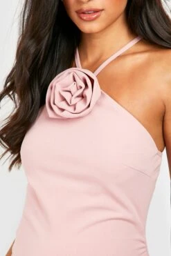 Maternité - Robe De Grossesse Mi-longue Dos Nu à Fleur 3D -BOOHO Kleidung Magasin gzz52892 blush xl 3