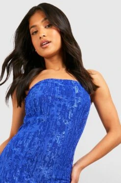 Petite - Robe Texturée Drapée Soyeuse -BOOHO Kleidung Magasin gzz52937 cobalt xl 3