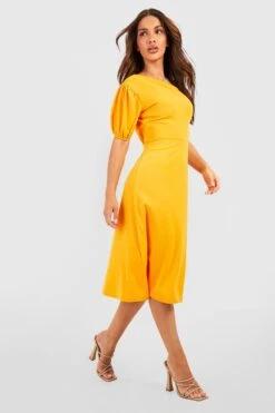 Robe Asymétrique à Manches Bouffantes -BOOHO Kleidung Magasin gzz53001 orange xl 2