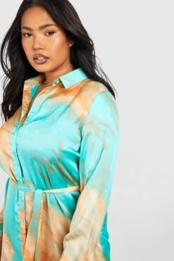 Grande Taille - Robe Chemise Nouée Satinée -BOOHO Kleidung Magasin gzz53131 multi xl 3