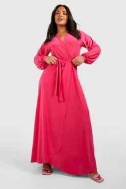 Grande Taille - Robe Portefeuille Soyeuse -BOOHO Kleidung Magasin gzz53135 hot20pink xl 2