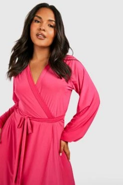Grande Taille - Robe Portefeuille Soyeuse -BOOHO Kleidung Magasin gzz53135 hot20pink xl 3