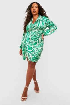 Grande Taille - Robe Mi-longue Portefeuille Satinée à Imprimé Zèbre -BOOHO Kleidung Magasin gzz53158 green xl 2