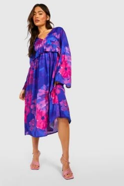 Robe Mi-longue Fleurie à Volants -BOOHO Kleidung Magasin gzz53196 purple xl 2