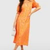 Robe Mi-longue Boutonnée Fleurie -BOOHO Kleidung Magasin gzz53202 orange xl