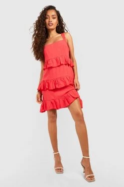 Robe D’été Texturée à Volants -BOOHO Kleidung Magasin gzz53230 coral xl 2