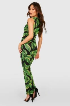 Robe Longue En Mesh à Imprimé Palmier -BOOHO Kleidung Magasin gzz53245 green xl 1