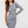 Robe Asymétrique Froncée En Coton -BOOHO Kleidung Magasin gzz53259 grey xl
