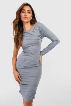 Robe Asymétrique Froncée En Coton