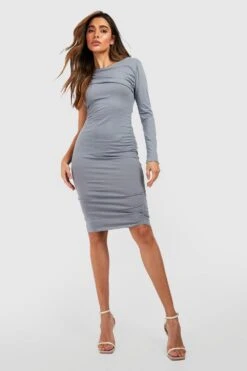 Robe Asymétrique Froncée En Coton 8 Robe Asymétrique Froncée En Coton -BOOHO Kleidung Magasin gzz53259 grey xl 2