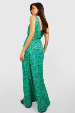 Robe Longue Imprimée Froncée -BOOHO Kleidung Magasin gzz53343 green xl 1