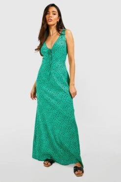Robe Longue Imprimée Froncée -BOOHO Kleidung Magasin gzz53343 green xl 2