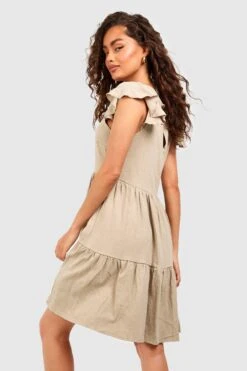 Robe En Lin à Volants étagés -BOOHO Kleidung Magasin gzz53448 stone xl 1