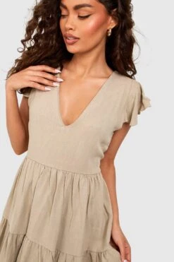 Robe En Lin à Volants étagés -BOOHO Kleidung Magasin gzz53448 stone xl 3