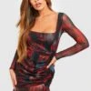 Robe Courte Fleurie En Mesh 2 Robe Courte Fleurie En Mesh -BOOHO Kleidung Magasin gzz53458 red xl
