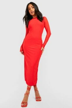 Petite - Robe Longue En Mesh à Manches Longues