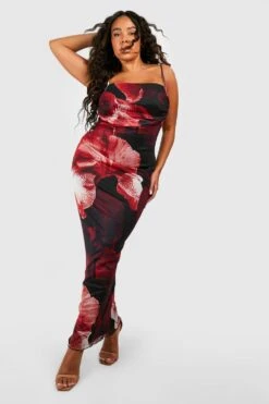Grande Taille - Robe Longue Fleurie En Mesh