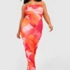 Grande Taille - Robe Longue Fleurie En Mesh -BOOHO Kleidung Magasin gzz53609 orange xl