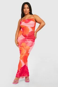 Grande Taille - Robe Longue Fleurie En Mesh -BOOHO Kleidung Magasin gzz53609 orange xl 2