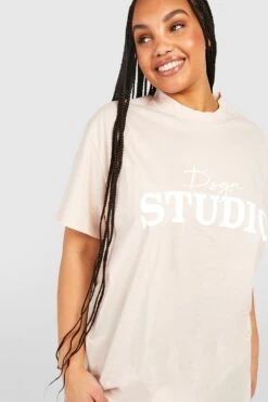 Grande Taille - Robe T-shirt à Slogan Dsgn Studio -BOOHO Kleidung Magasin gzz53632 beige xl 3