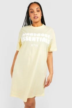 Grande Taille - Robe T-shirt à Slogan -BOOHO Kleidung Magasin gzz53633 yellow xl 2