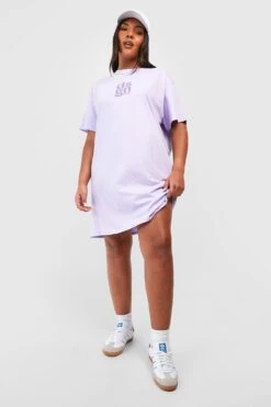 Grande Taille - Robe T-shirt à Slogan Dsgn Studio 7 Grande Taille - Robe T-shirt à Slogan Dsgn Studio -BOOHO Kleidung Magasin gzz53634 lilac xl 1