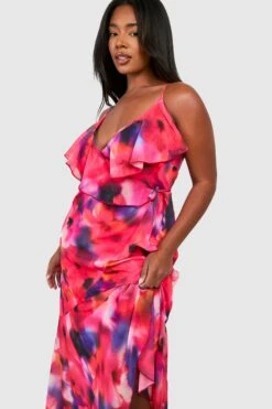 Grande Taille - Robe Longue Fleurie à Volants -BOOHO Kleidung Magasin gzz53640 red xl 2