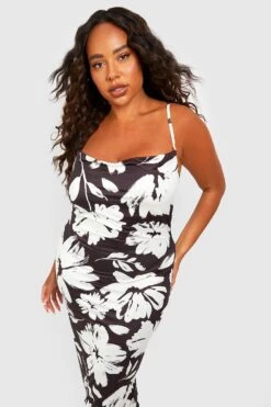 Grande Taille - Robe Longue Fleurie Soyeuse -BOOHO Kleidung Magasin gzz53642 black xl 3