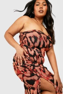 Grande Taille - Robe Froncée à Imprimé Léopard -BOOHO Kleidung Magasin gzz53643 leopard xl 3