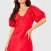 Robe Courte En Coton à Manches Bouffantes -BOOHO Kleidung Magasin gzz53652 red xl