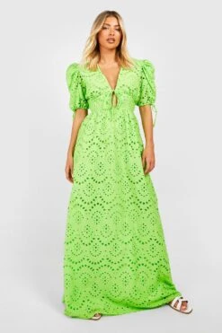 Robe Longue Brodée à Manches Bouffantes 8 Robe Longue Brodée à Manches Bouffantes -BOOHO Kleidung Magasin gzz53666 lime xl 2