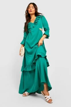 Robe Longue Découpée à Volants -BOOHO Kleidung Magasin gzz53667 green xl 2