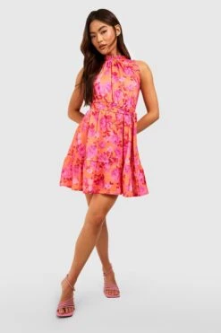 Robe Patineuse à Fleurs Et Volants 8 Robe Patineuse à Fleurs Et Volants -BOOHO Kleidung Magasin gzz53681 orange xl 2