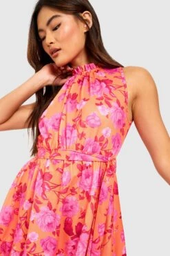 Robe Patineuse à Fleurs Et Volants 9 Robe Patineuse à Fleurs Et Volants -BOOHO Kleidung Magasin gzz53681 orange xl 3