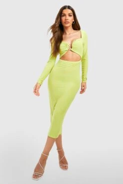 Robe Mi-longue Torsadée Découpée -BOOHO Kleidung Magasin gzz53688 lime xl 2