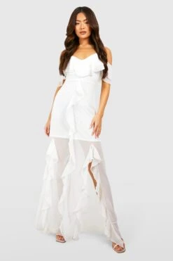 Robe Longue à Volants Et épaules Dénudées -BOOHO Kleidung Magasin gzz53697 white xl 2