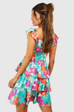 Robe D'été Fleurie à Volants 7 Robe D'été Fleurie à Volants -BOOHO Kleidung Magasin gzz53713 green xl 1