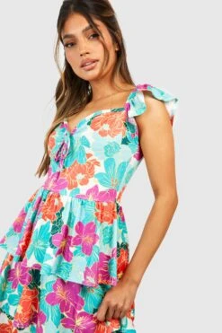 Robe D'été Fleurie à Volants 9 Robe D'été Fleurie à Volants -BOOHO Kleidung Magasin gzz53713 green xl 3