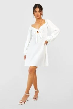 Robe Nouée à Manches Ballon 8 Robe Nouée à Manches Ballon -BOOHO Kleidung Magasin gzz53720 ivory xl 2