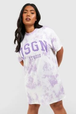 Grande Taille - Robe T-shirt Tie Dye à Slogan Dsgn Studio
