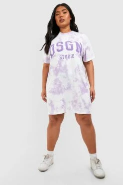 Grande Taille - Robe T-shirt Tie Dye à Slogan Dsgn Studio -BOOHO Kleidung Magasin gzz53770 lilac xl 2