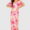 Robe Longue Fleurie Texturée 1 Robe Longue Fleurie Texturée -BOOHO Kleidung Magasin gzz53802 pink xl