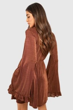 Robe Patineuse Soyeuse à Manches Longues -BOOHO Kleidung Magasin gzz53815 chocolate xl 1