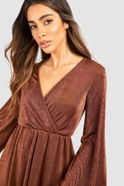 Robe Patineuse Soyeuse à Manches Longues -BOOHO Kleidung Magasin gzz53815 chocolate xl 3